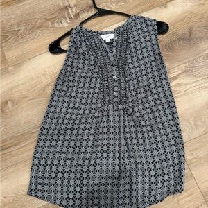 LOFT Black and White Patterned Blouse